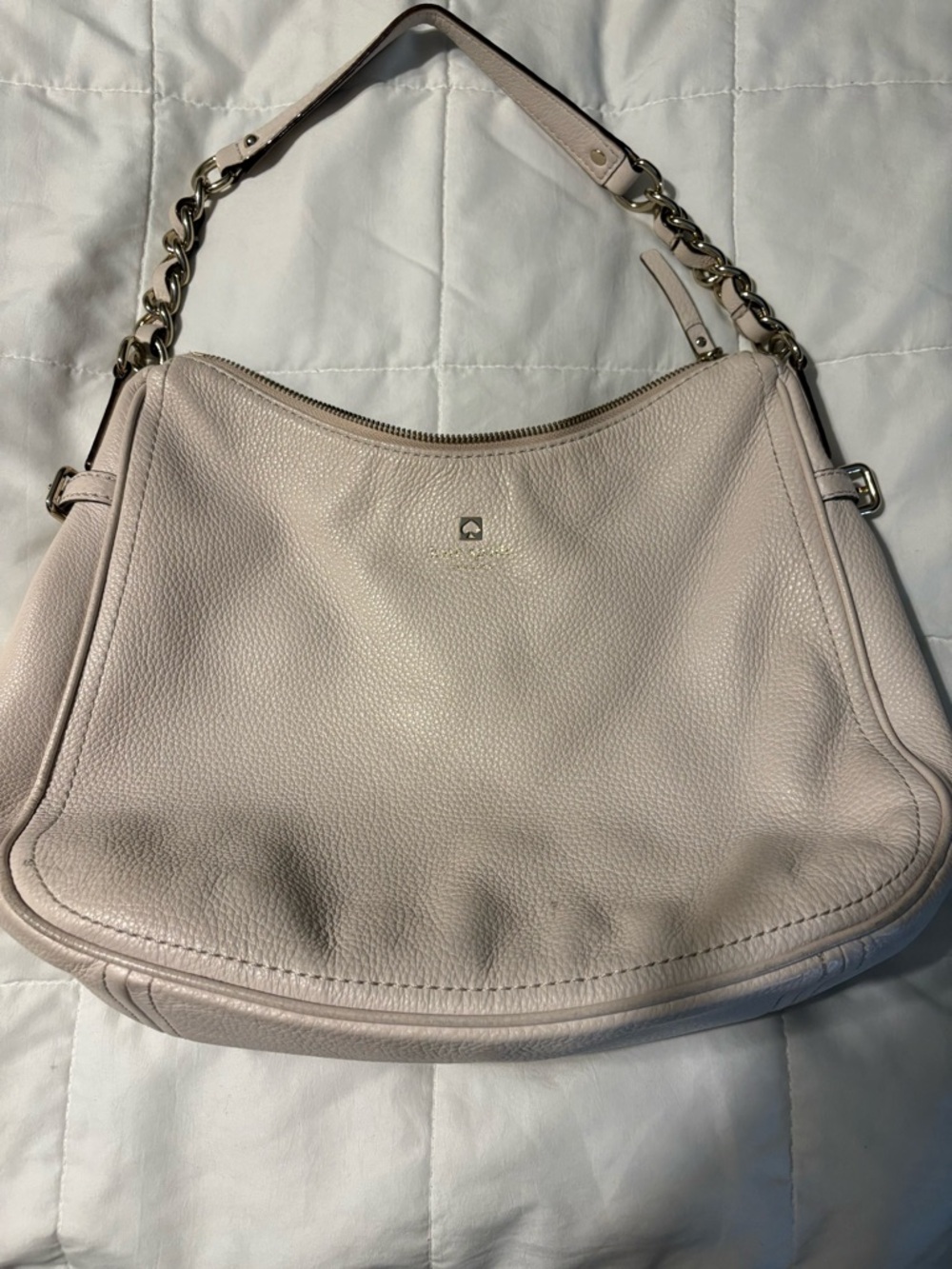 Kate Spade Pebbled Leather Hobo Bag in biege